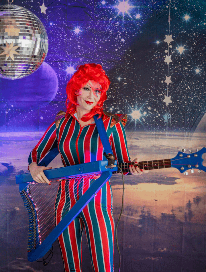 Florida harpist AnnaLisa Underhay Ziggy Stardust David Bowie Baby Shower